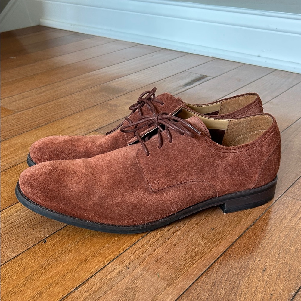 Clarks Flow Plain British Tan Suede Oxford Shoes - 10